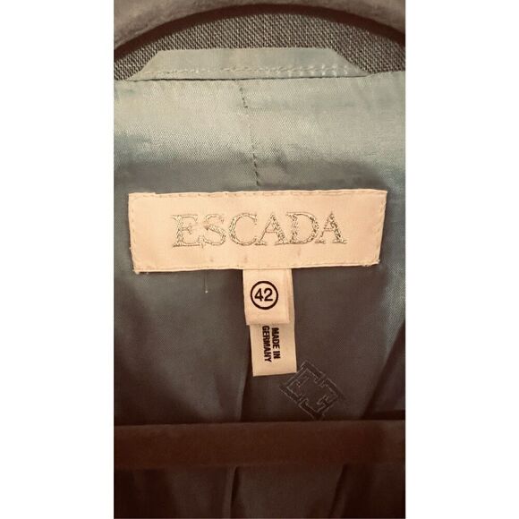 Escada Gray 3/4 Sleeve Career Blazer Jacket SZ 42 SZ 12 - Picture 2 of 11